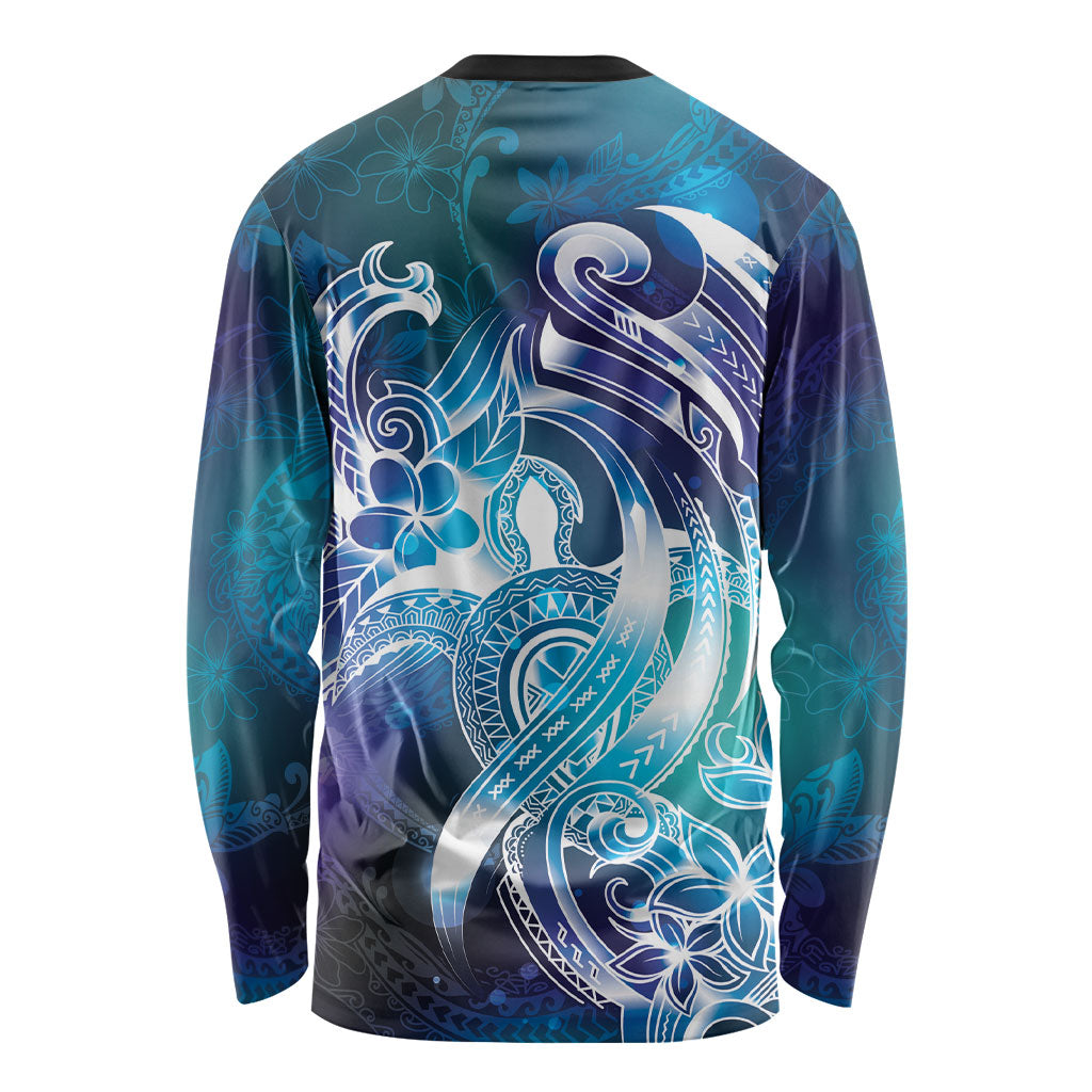Aloha Hawaii Turtle Long Sleeve Shirt Teal Purple Ribbon