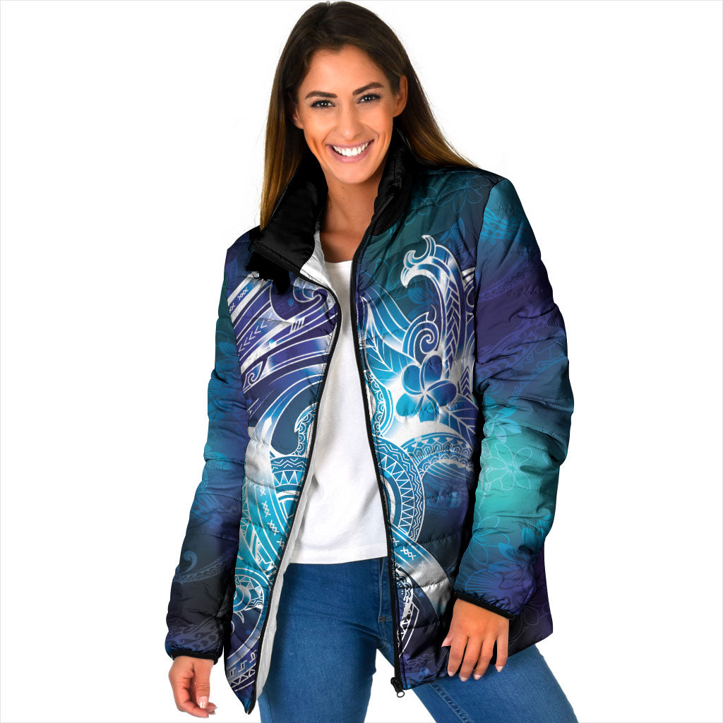 Aloha Hawaii Turtle Padded Jacket Teal Purple Ribbon