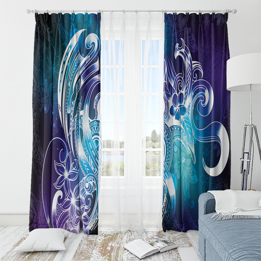 Aloha Hawaii Turtle Window Curtain Teal Purple Ribbon