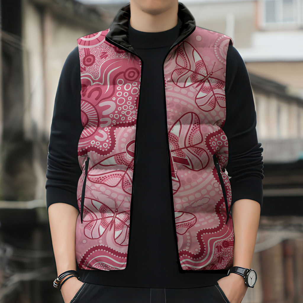 Australia Indigenous Mother's Day Sleeveless Puffer Jacket Breast Cancer Survivor