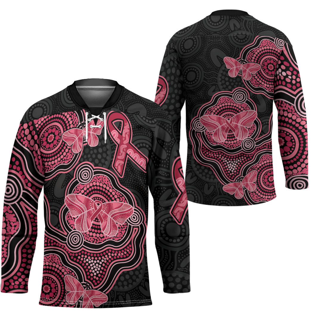 Australia Indigenous Mother's Day Hockey Jersey Aboriginal Breast Cancer Ribbon