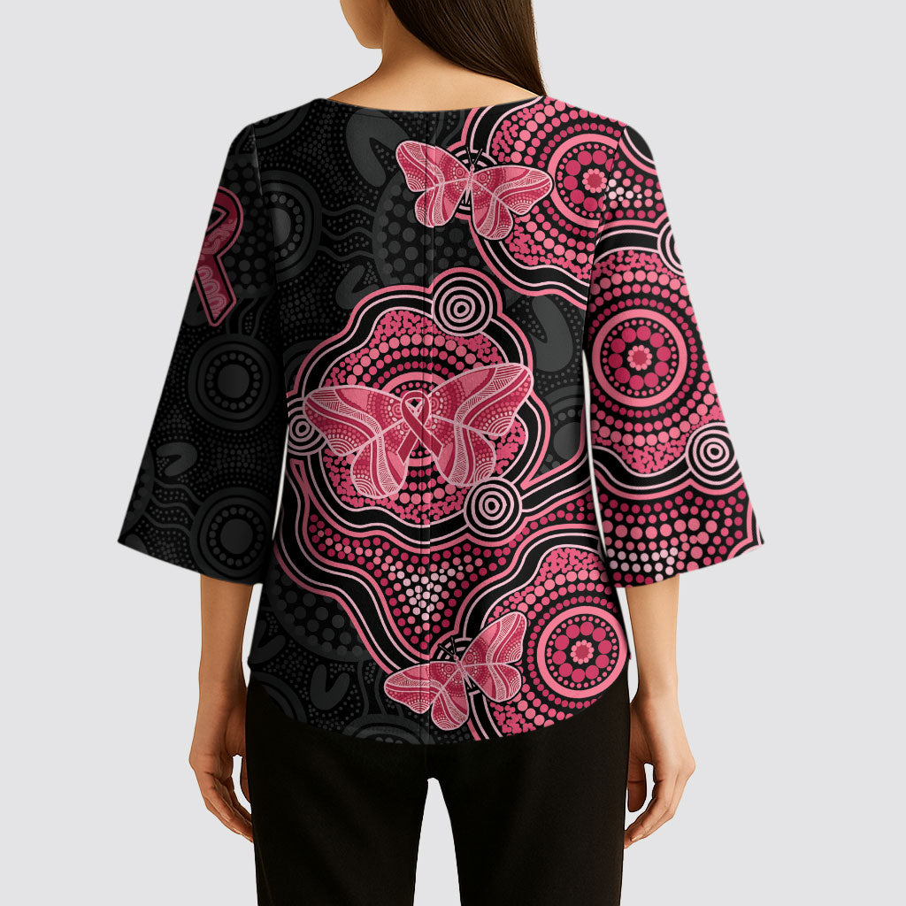 Australia Indigenous Mother's Day Kimono Sleeve Blouse Aboriginal Breast Cancer Ribbon
