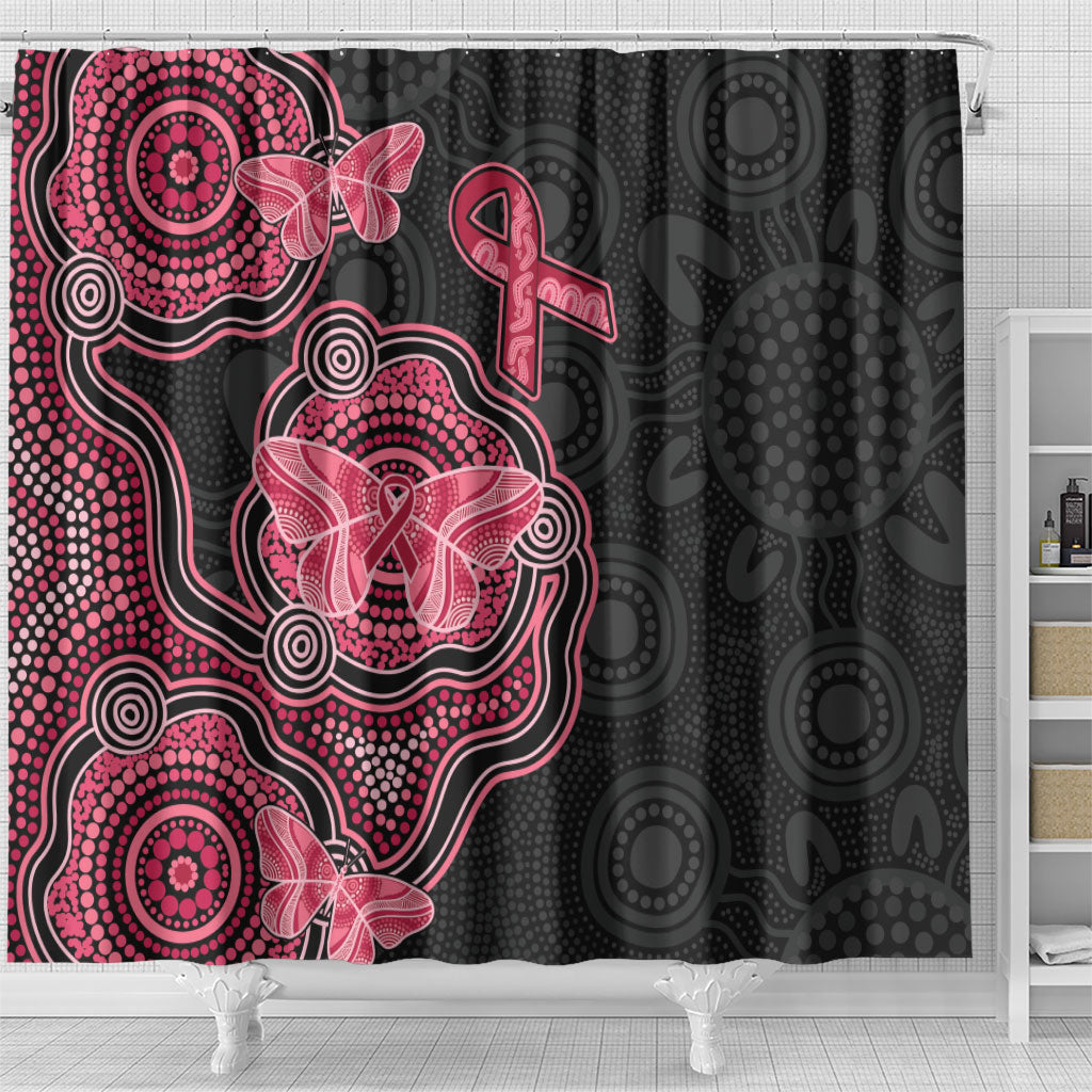 Australia Indigenous Mother's Day Shower Curtain Aboriginal Breast Cancer Ribbon