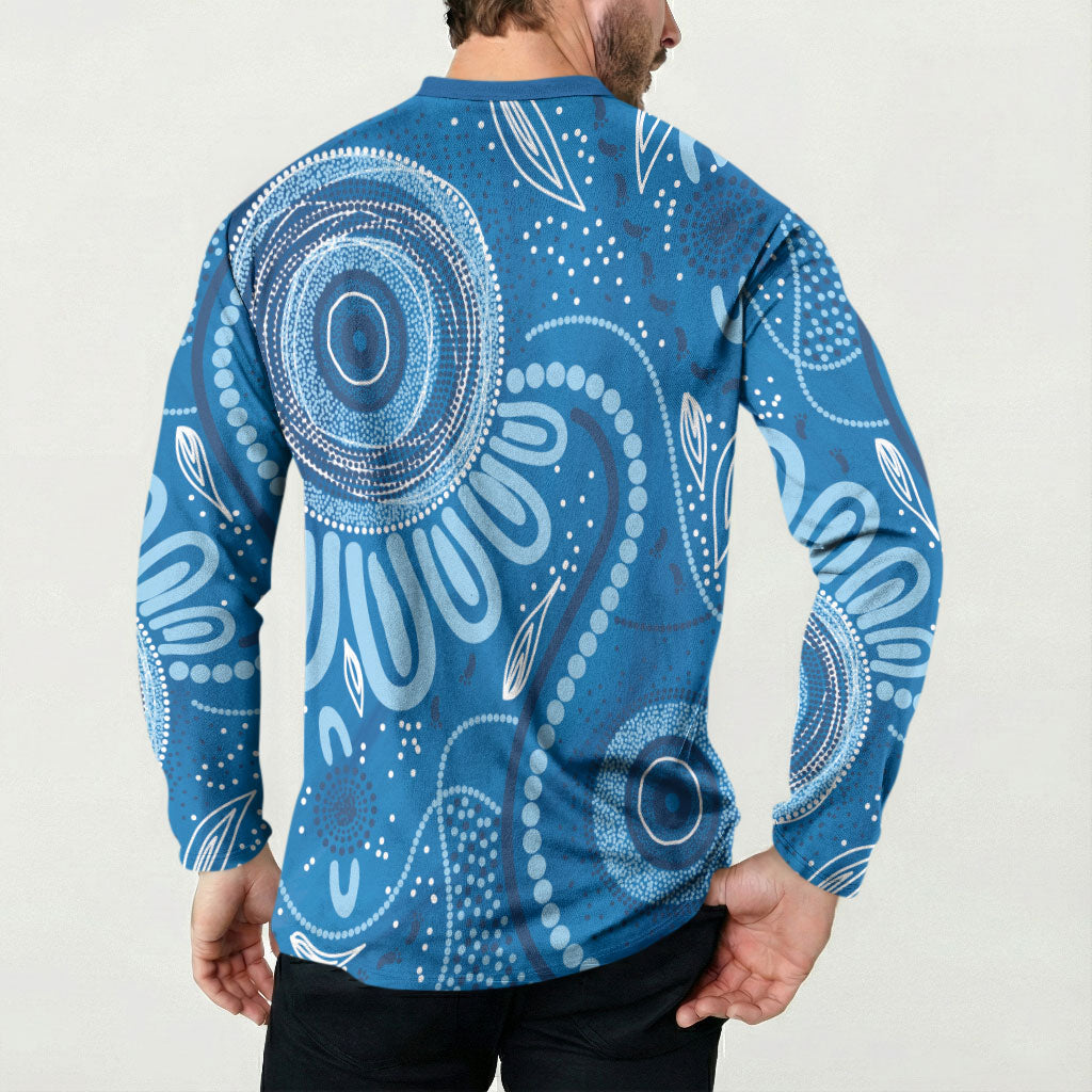 Australia Indigenous Button Sweatshirt Blue Ribbon Prostate Cancer Month