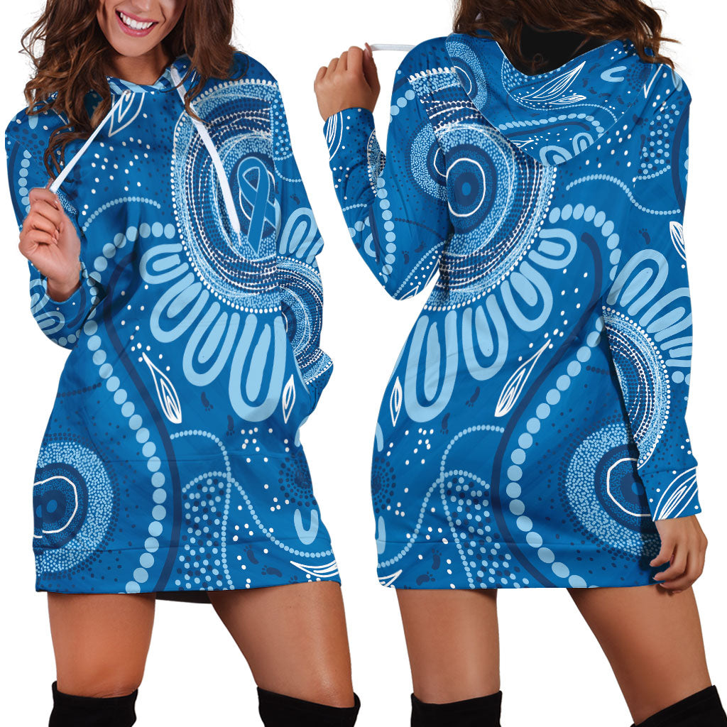 Australia Indigenous Hoodie Dress Blue Ribbon Prostate Cancer Month