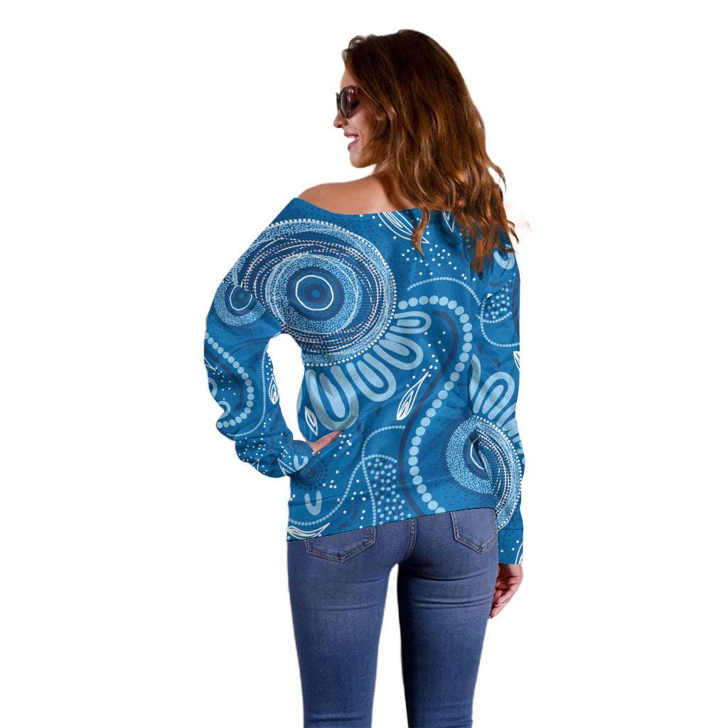 Australia Indigenous Off Shoulder Sweater Blue Ribbon Prostate Cancer Month