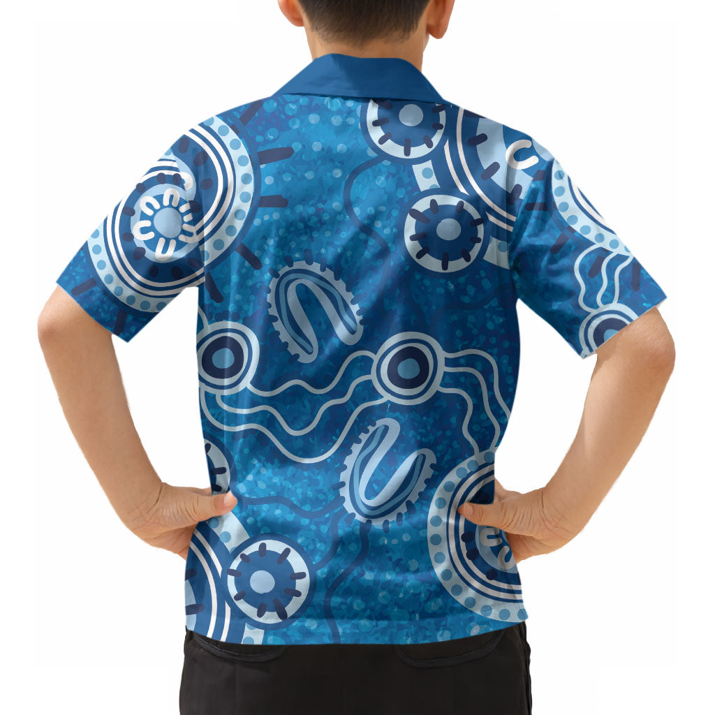 Australia Indigenous Prostate Cancer Prevention Kid Hawaiian Shirt Blue Ribbon Aboriginal Art