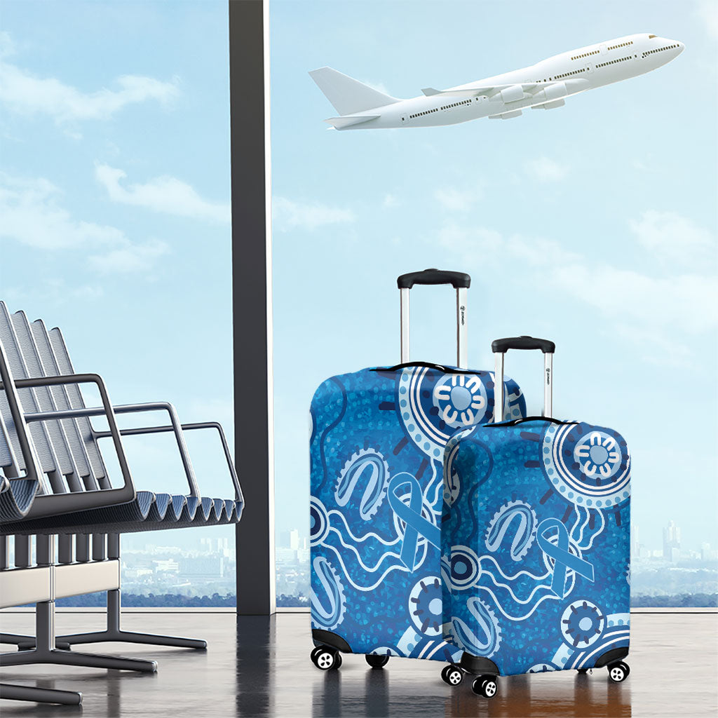 Australia Indigenous Prostate Cancer Prevention Luggage Cover Blue Ribbon Aboriginal Art