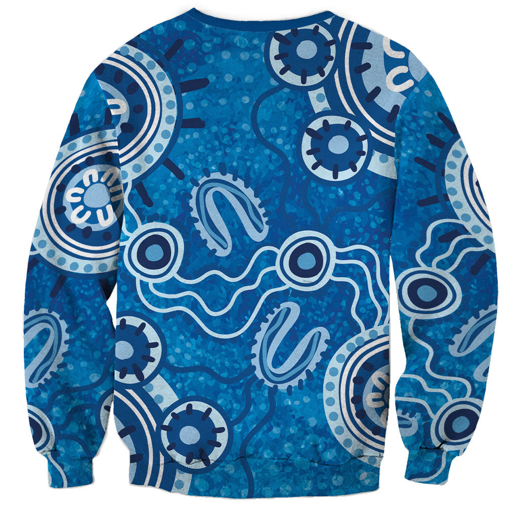 Australia Indigenous Prostate Cancer Prevention Sweatshirt Blue Ribbon Aboriginal Art