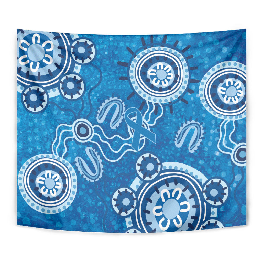 Australia Indigenous Prostate Cancer Prevention Tapestry Blue Ribbon Aboriginal Art