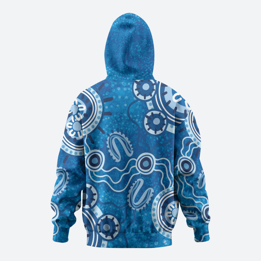 Australia Indigenous Prostate Cancer Prevention Zip Hoodie Blue Ribbon Aboriginal Art