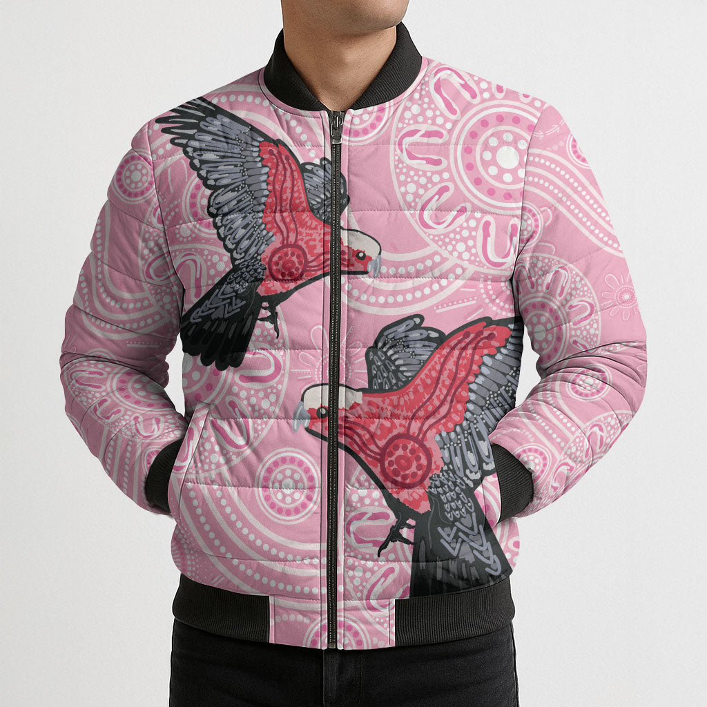 Pink Galah Aussie Aboriginal Bomber Puffer Jacket Soaring High