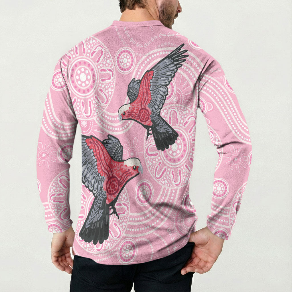 Pink Galah Aussie Aboriginal Button Sweatshirt Soaring High