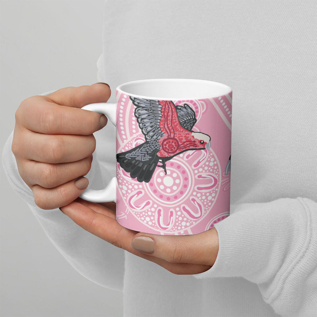 Pink Galah Aussie Aboriginal Ceramic Mug Soaring High
