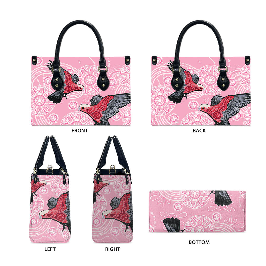 Pink Galah Aussie Aboriginal Leather Bag Soaring High
