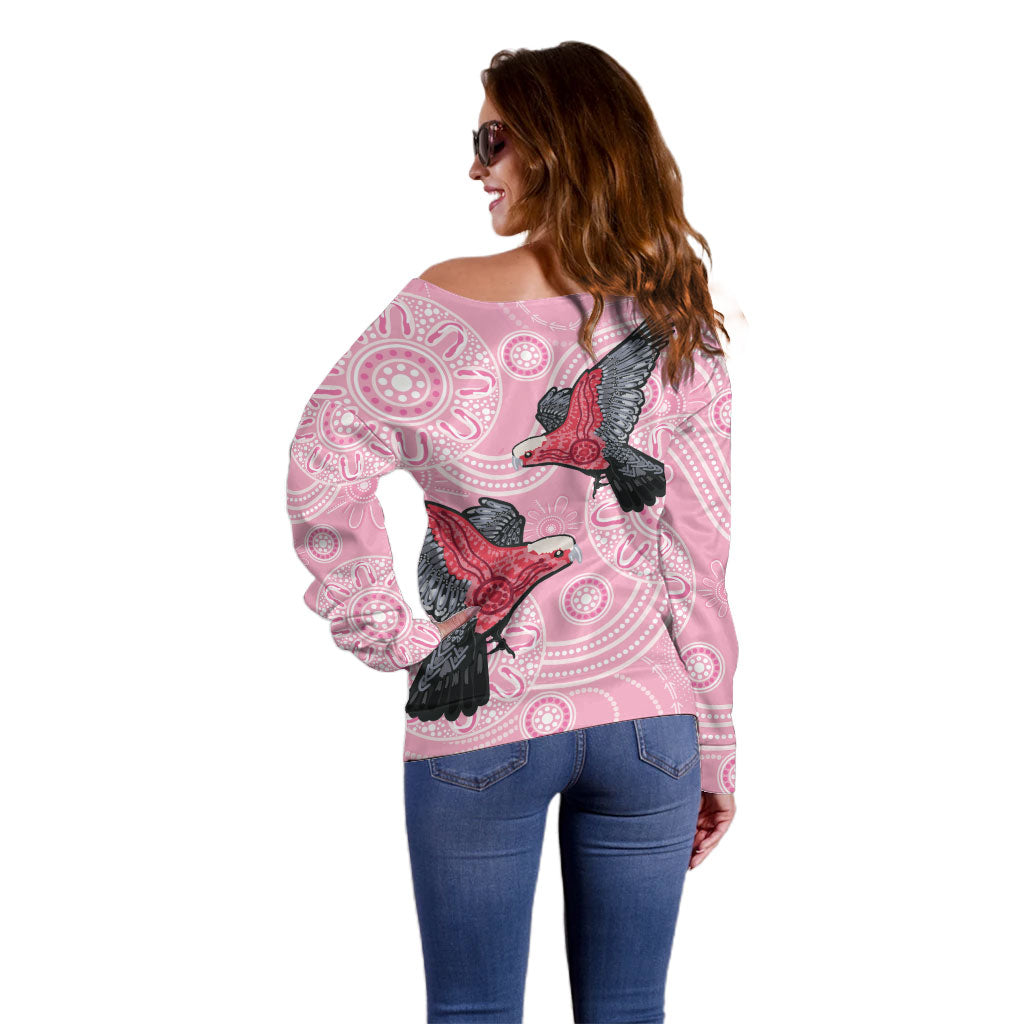 Pink Galah Aussie Aboriginal Off Shoulder Sweater Soaring High