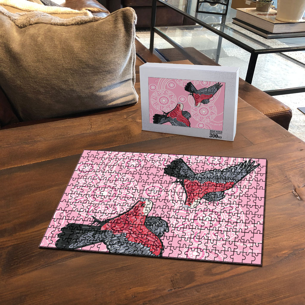 Pink Galah Aussie Aboriginal Puzzle Soaring High
