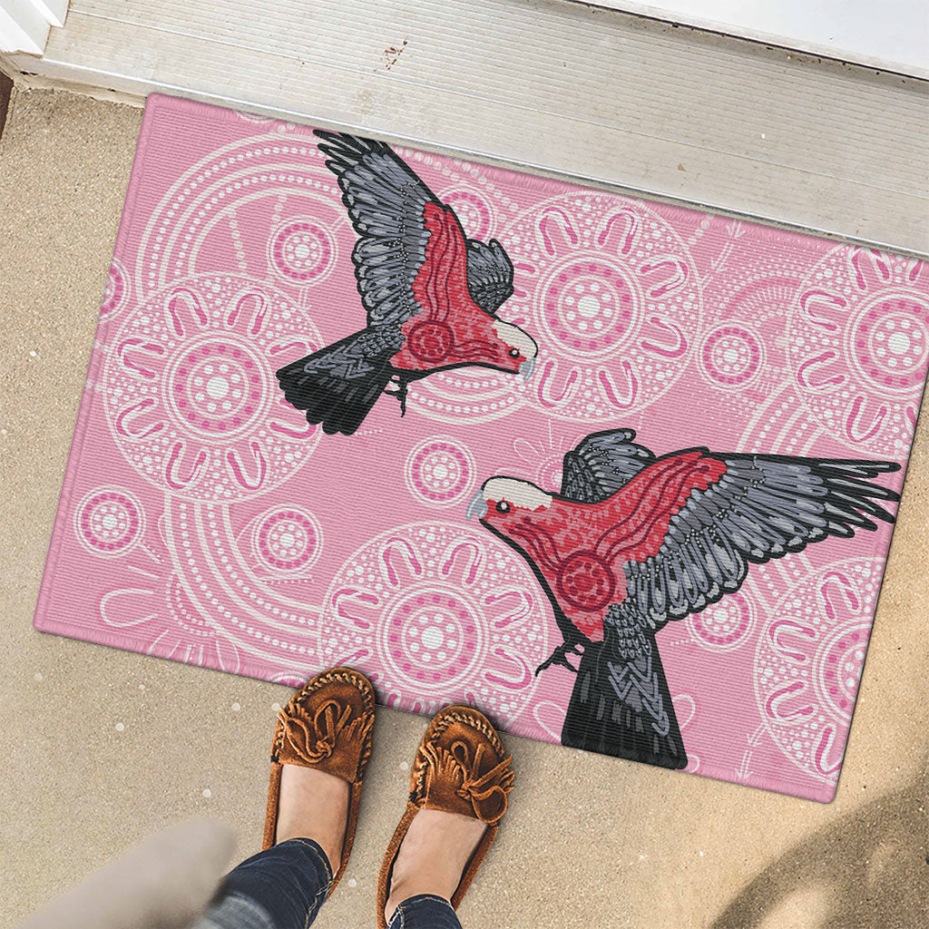 Pink Galah Aussie Aboriginal Rubber Doormat Soaring High