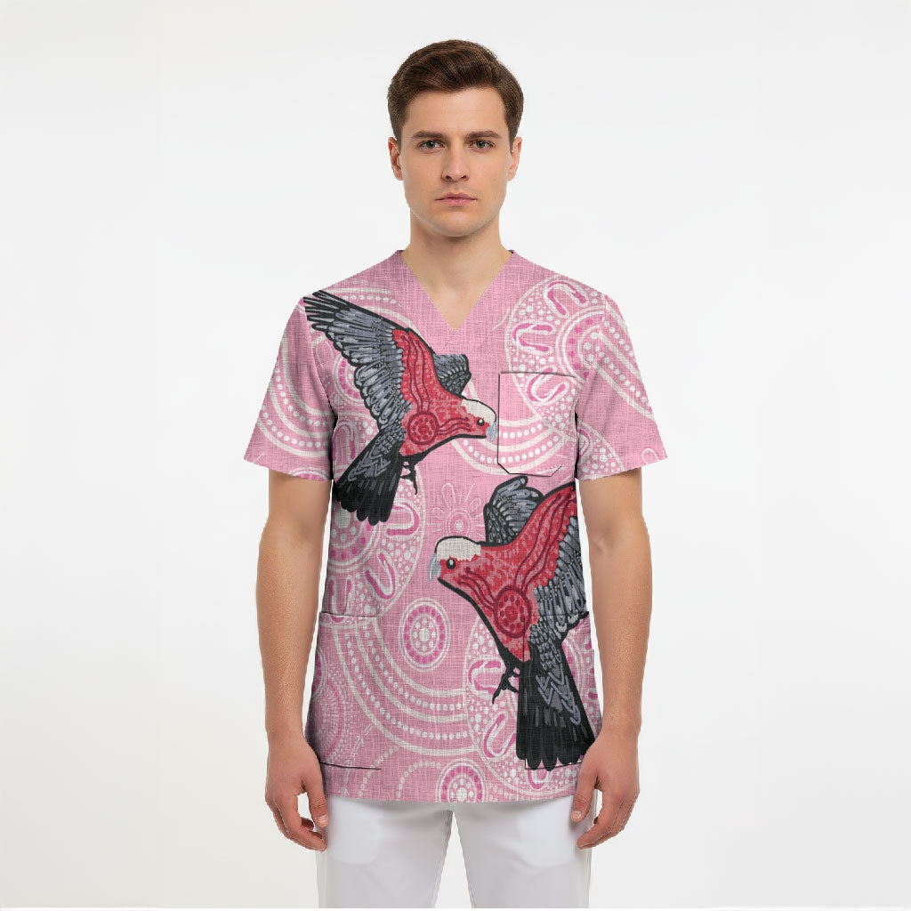 Pink Galah Aussie Aboriginal Scrub Top Soaring High
