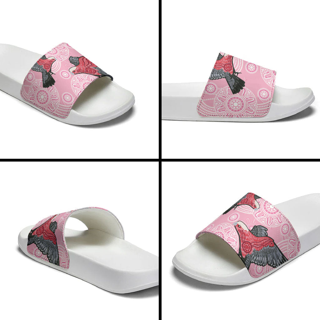 Pink Galah Aussie Aboriginal Slide Sandals Soaring High
