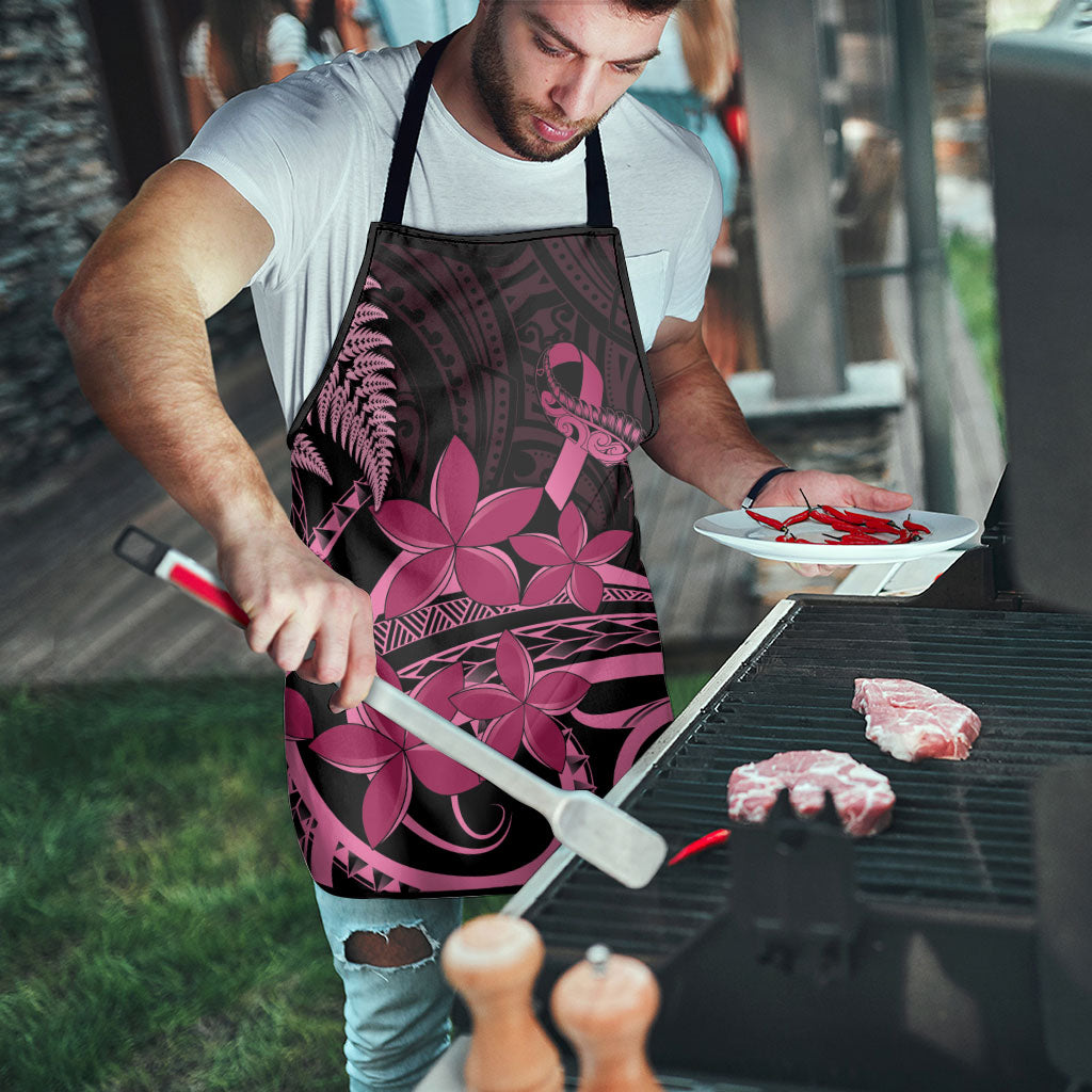 Aotearoa Maori Apron Pink Fern Ribbons on Black