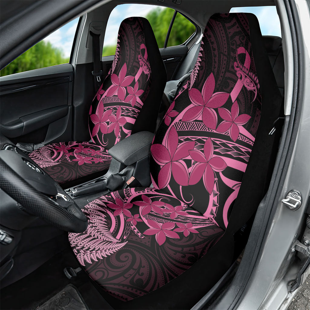 Aotearoa Maori Car Seat Cover Pink Fern Ribbons on Black
