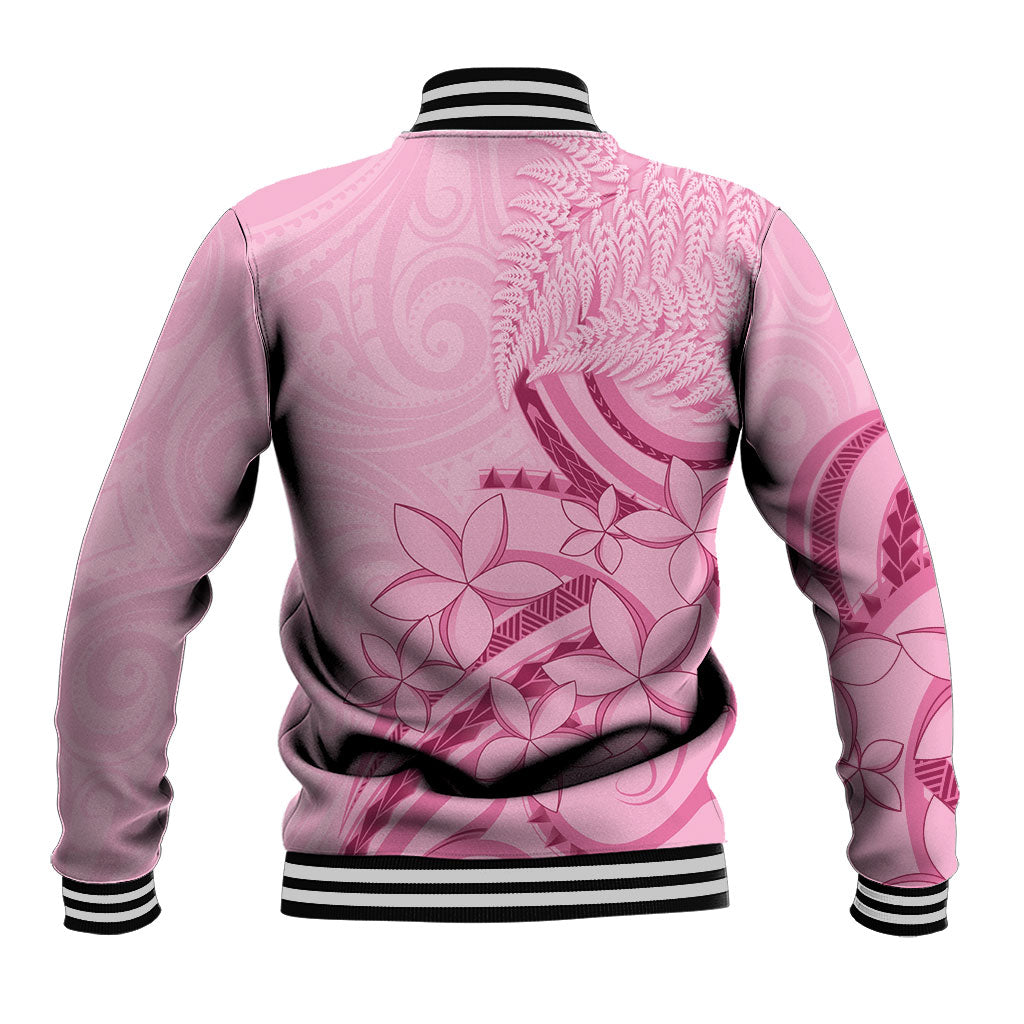 Aotearoa Maori Baseball Jacket Pink Fern Ribbons