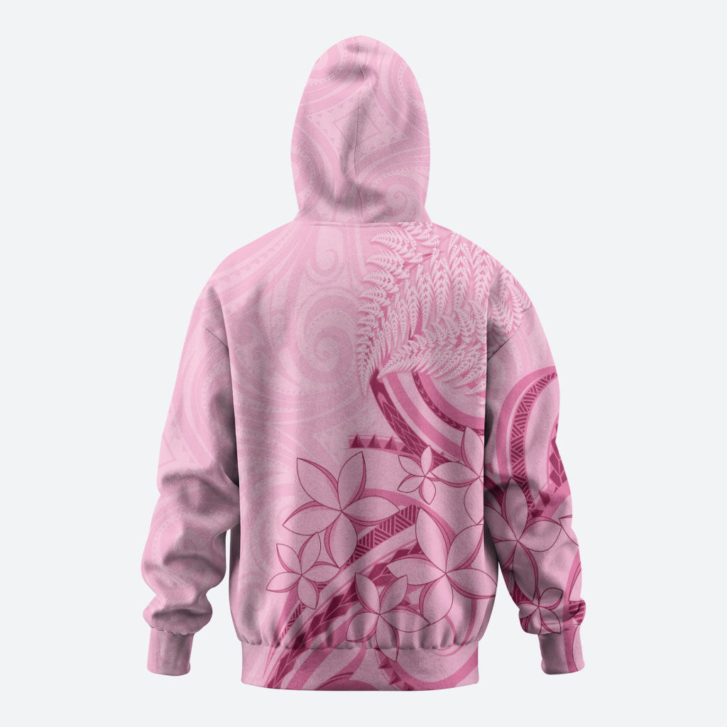 Aotearoa Maori Hoodie Pink Fern Ribbons
