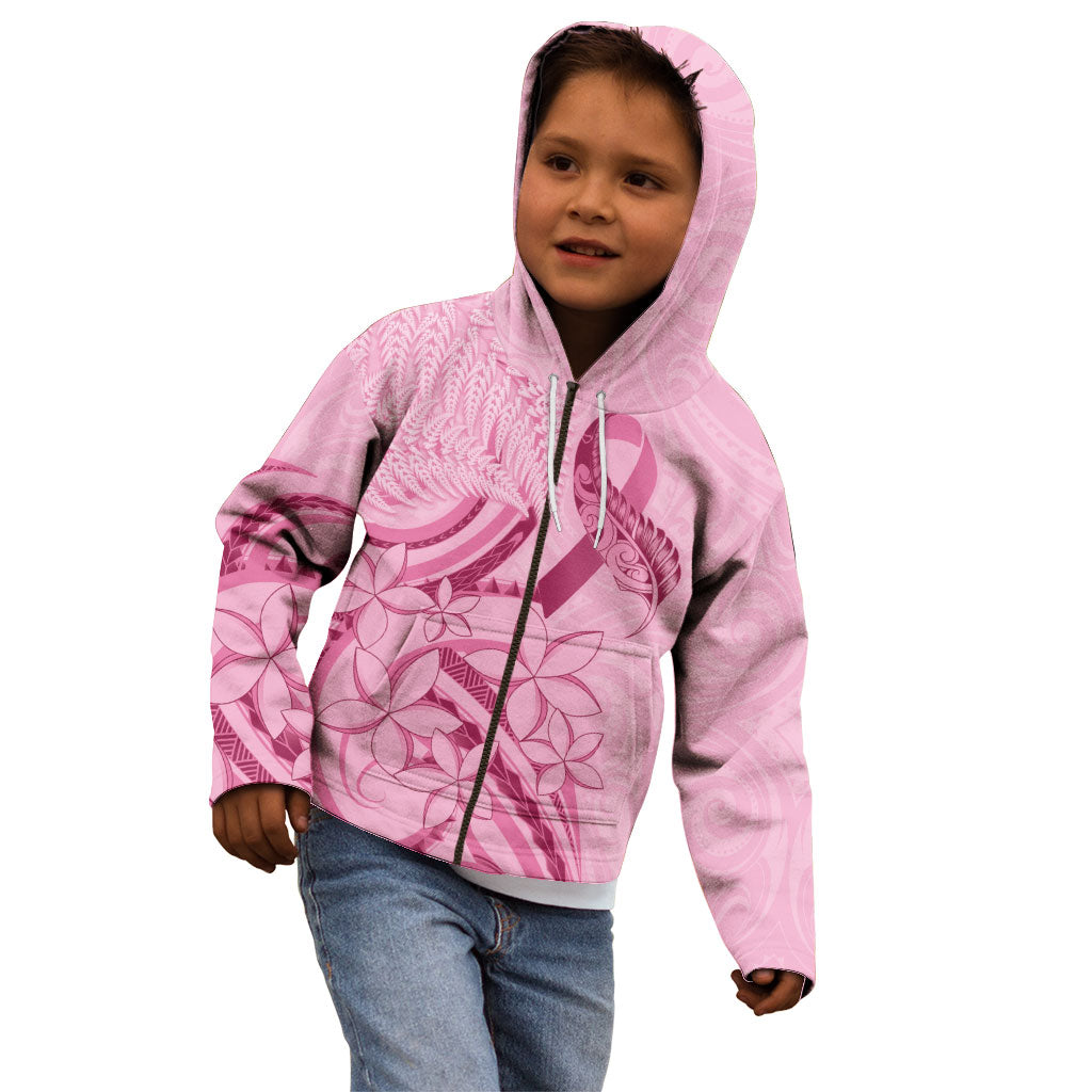 Aotearoa Maori Kid Hoodie Pink Fern Ribbons