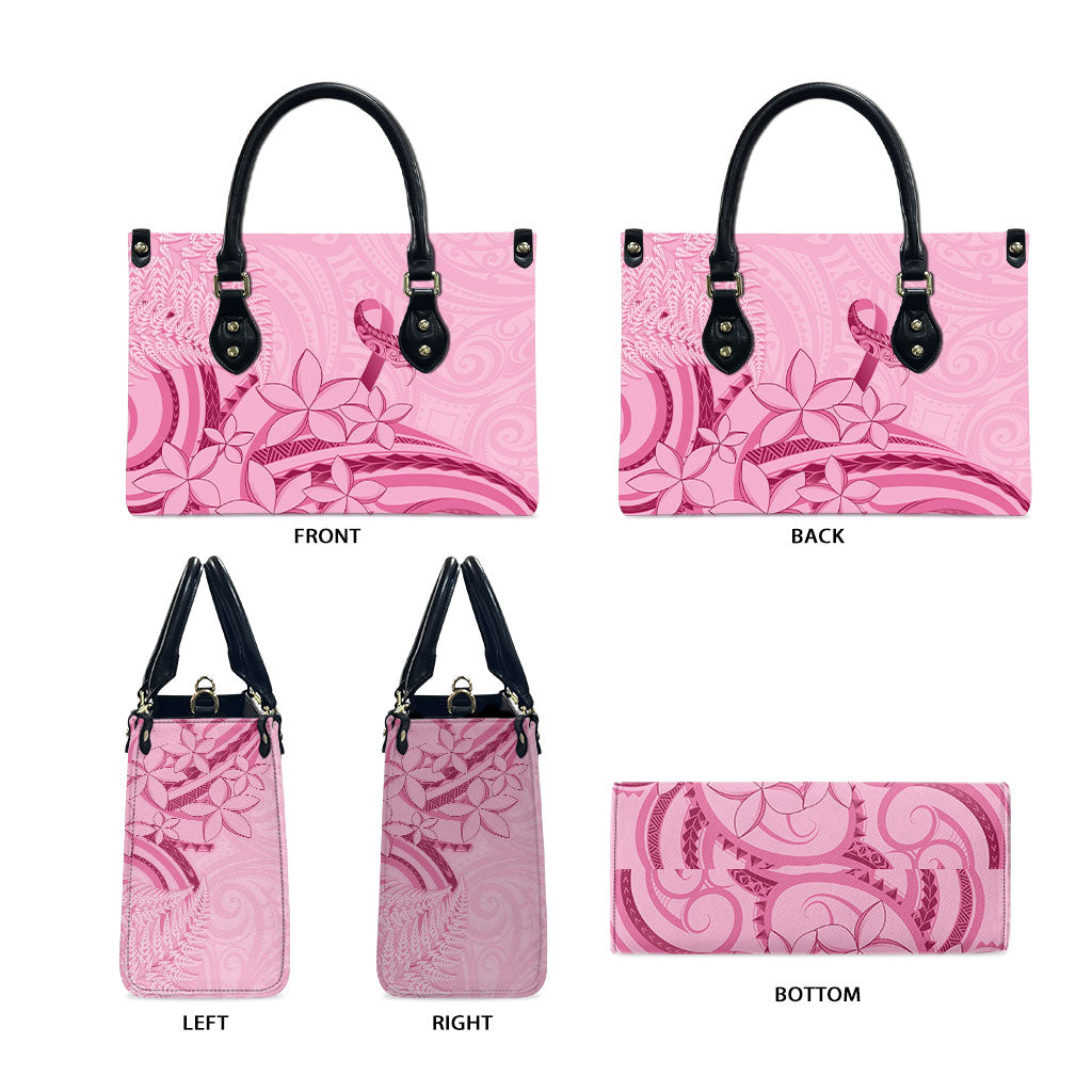 Aotearoa Maori Leather Bag Pink Fern Ribbons