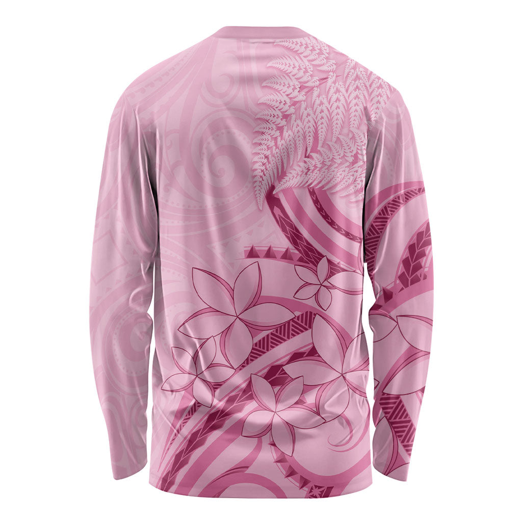 Aotearoa Maori Long Sleeve Shirt Pink Fern Ribbons