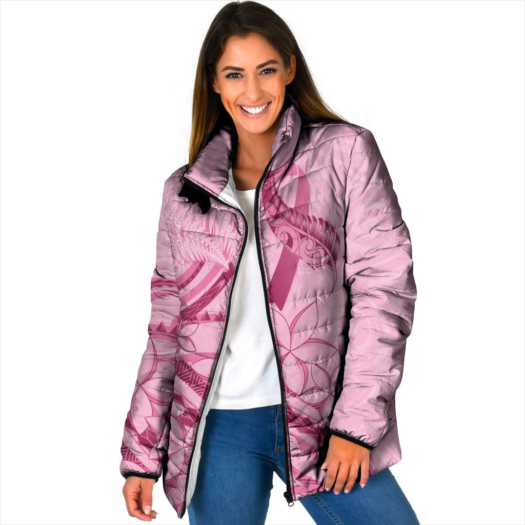 Aotearoa Maori Padded Jacket Pink Fern Ribbons