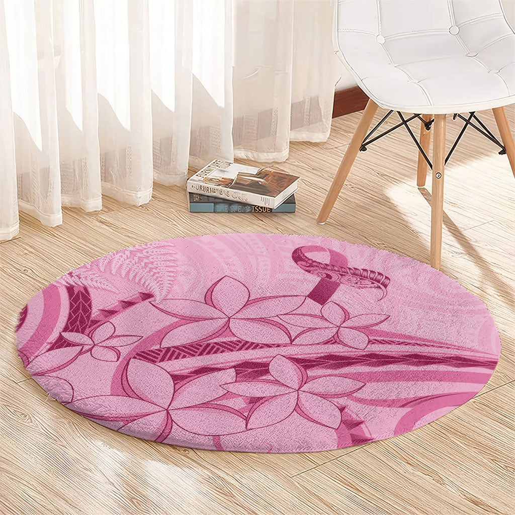 Aotearoa Maori Round Carpet Pink Fern Ribbons