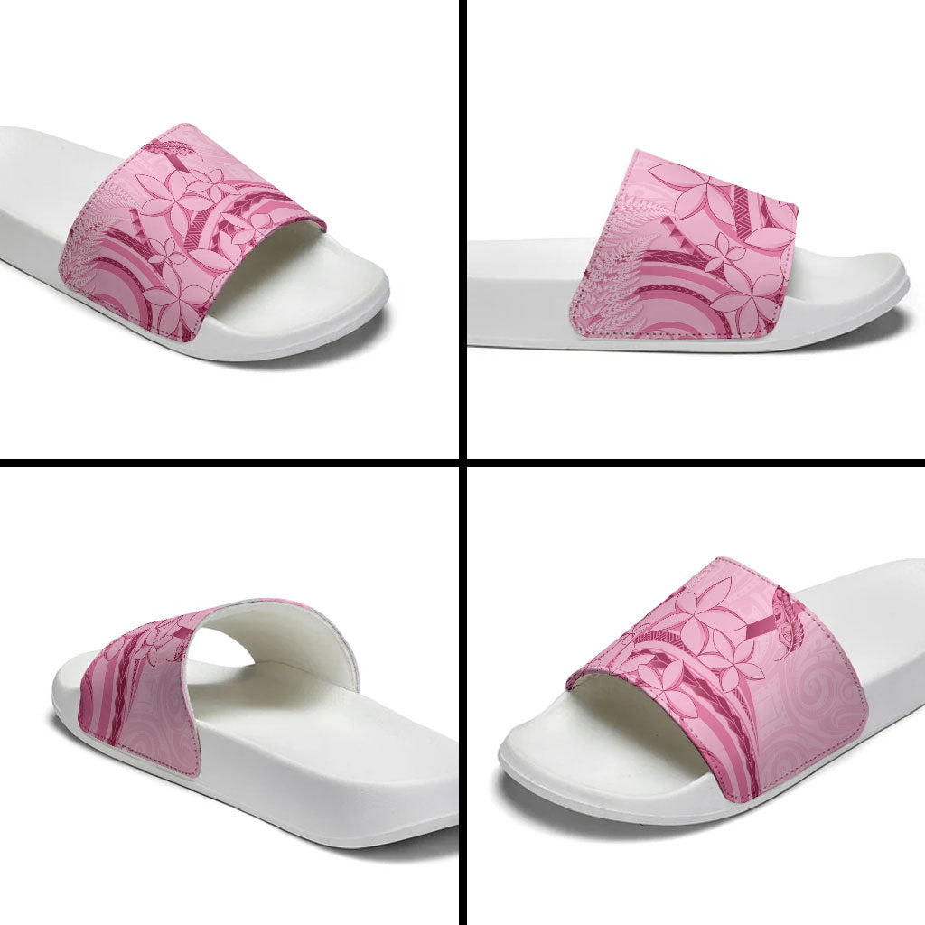 Aotearoa Maori Slide Sandals Pink Fern Ribbons