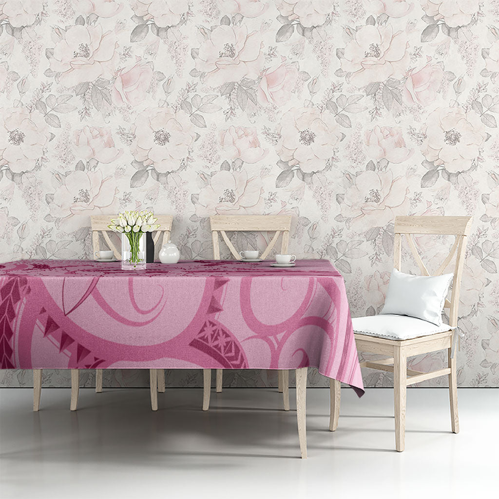 Aotearoa Maori Tablecloth Pink Fern Ribbons