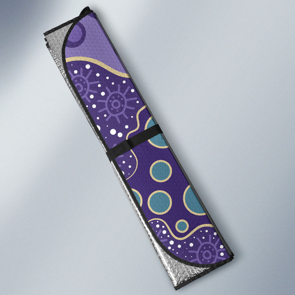 Australia Epilepsy Month Auto Sun Shade Aboriginal Purple Ribbon with Seahorse