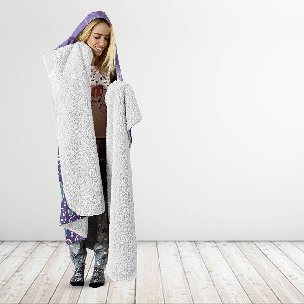 Australia Epilepsy Month Hooded Blanket Aboriginal Purple Ribbon with Seahorse