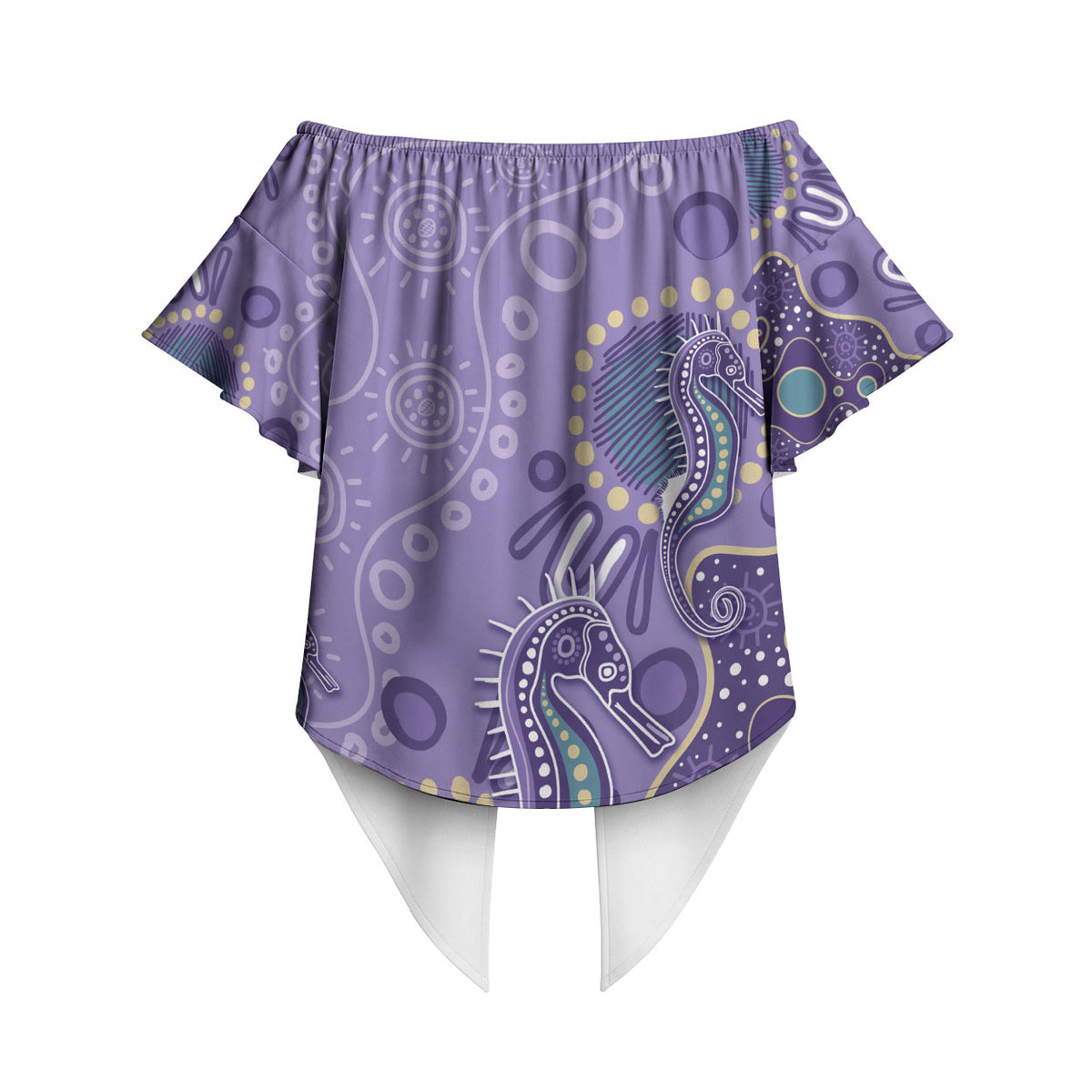 Australia Epilepsy Month Off Shoulder Wrap Waist Top Aboriginal Purple Ribbon with Seahorse