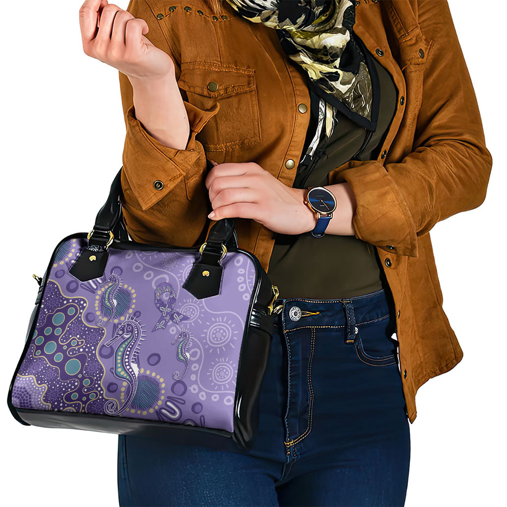 Australia Epilepsy Month Shoulder Handbag Aboriginal Purple Ribbon with Seahorse