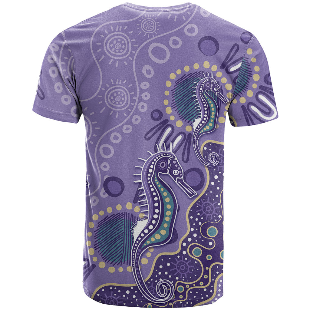 Australia Epilepsy Month T Shirt Aboriginal Purple Ribbon with Seahorse