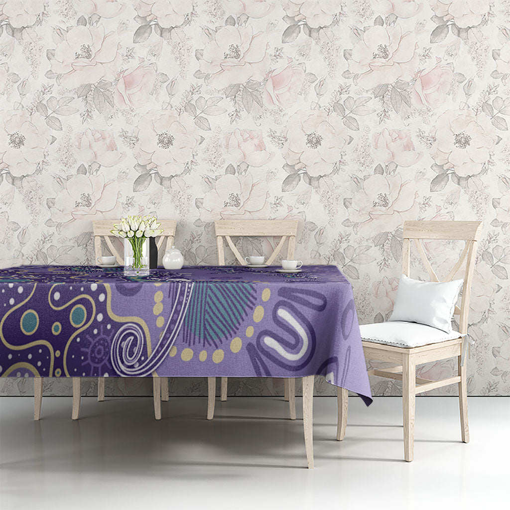 Australia Epilepsy Month Tablecloth Aboriginal Purple Ribbon with Seahorse