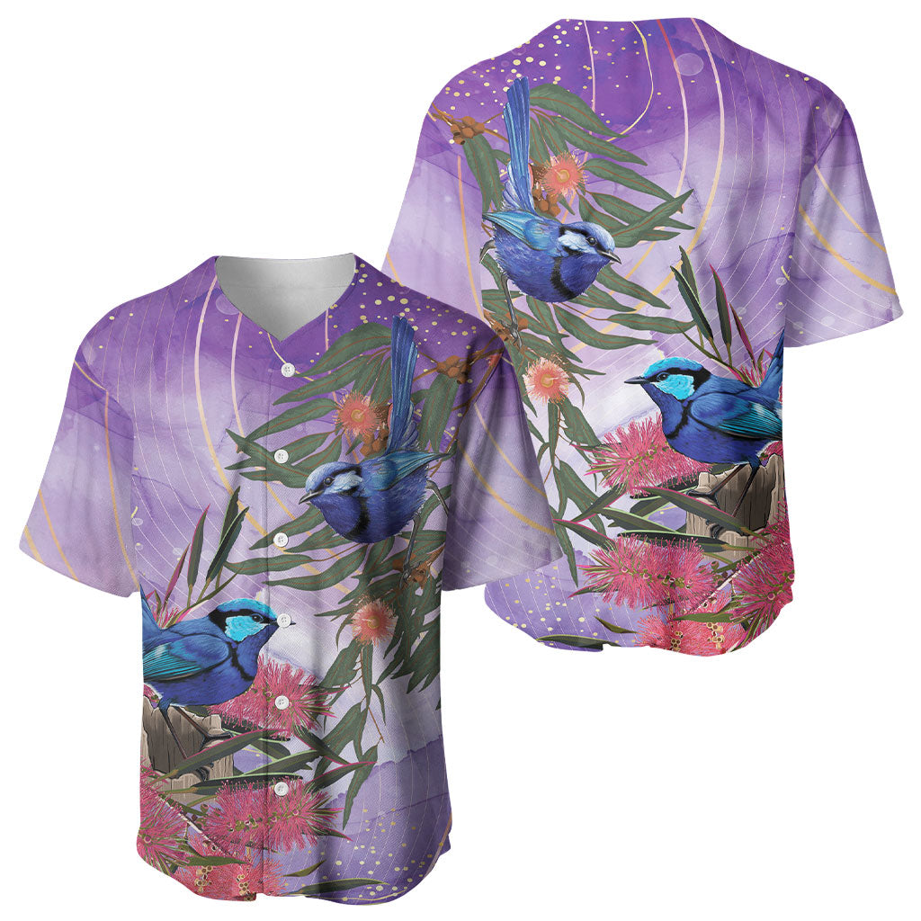Australia Splendid Fairy Wren on Eucalyptus Baseball Jersey Epilepsy Prevention