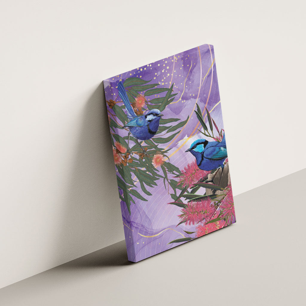Australia Splendid Fairy Wren on Eucalyptus Canvas Wall Art Epilepsy Prevention