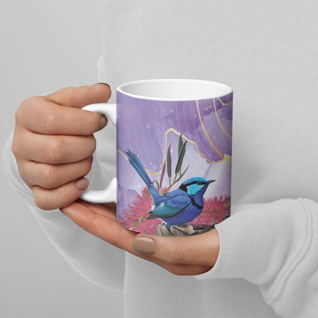 Australia Splendid Fairy Wren on Eucalyptus Ceramic Mug Epilepsy Prevention