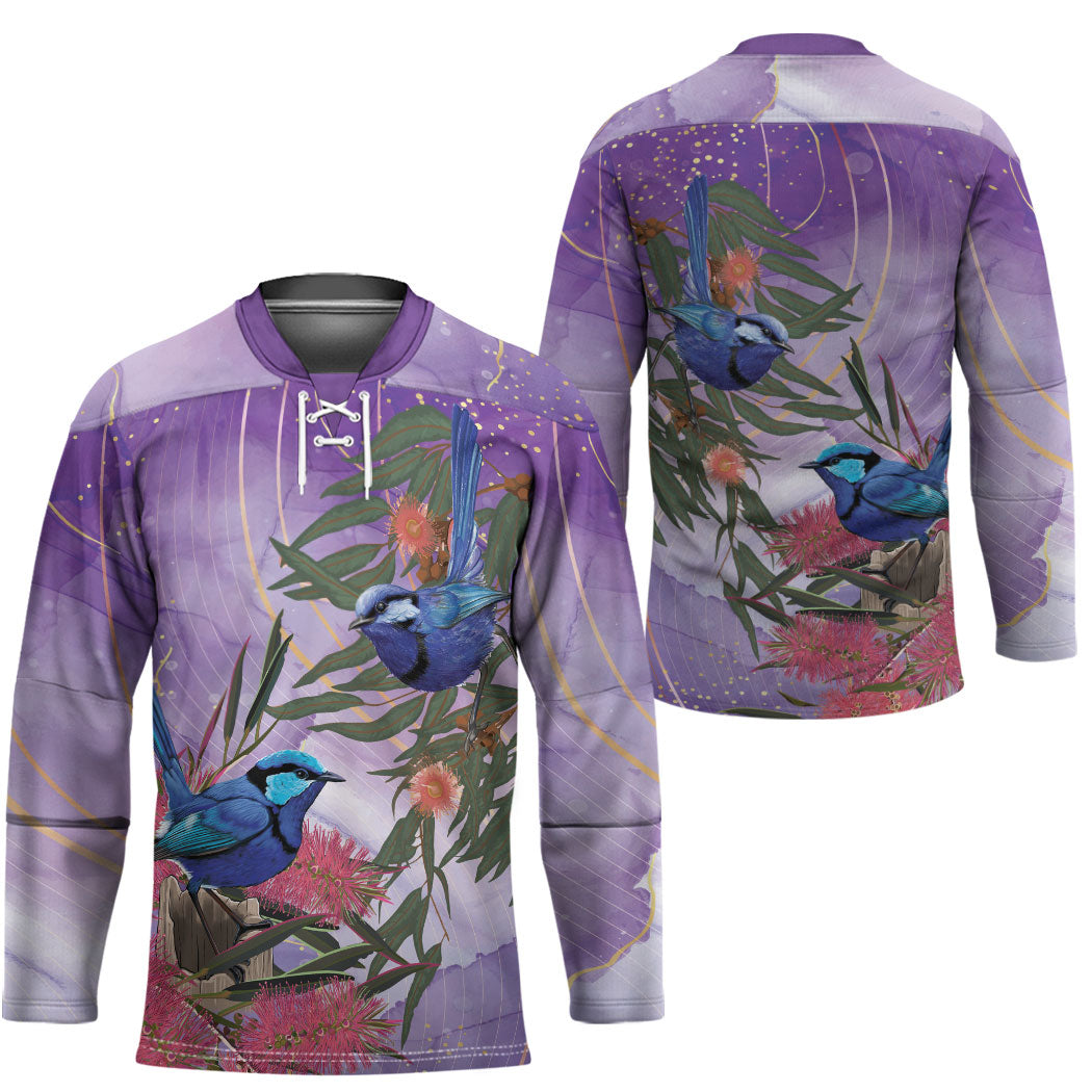Australia Splendid Fairy Wren on Eucalyptus Hockey Jersey Epilepsy Prevention