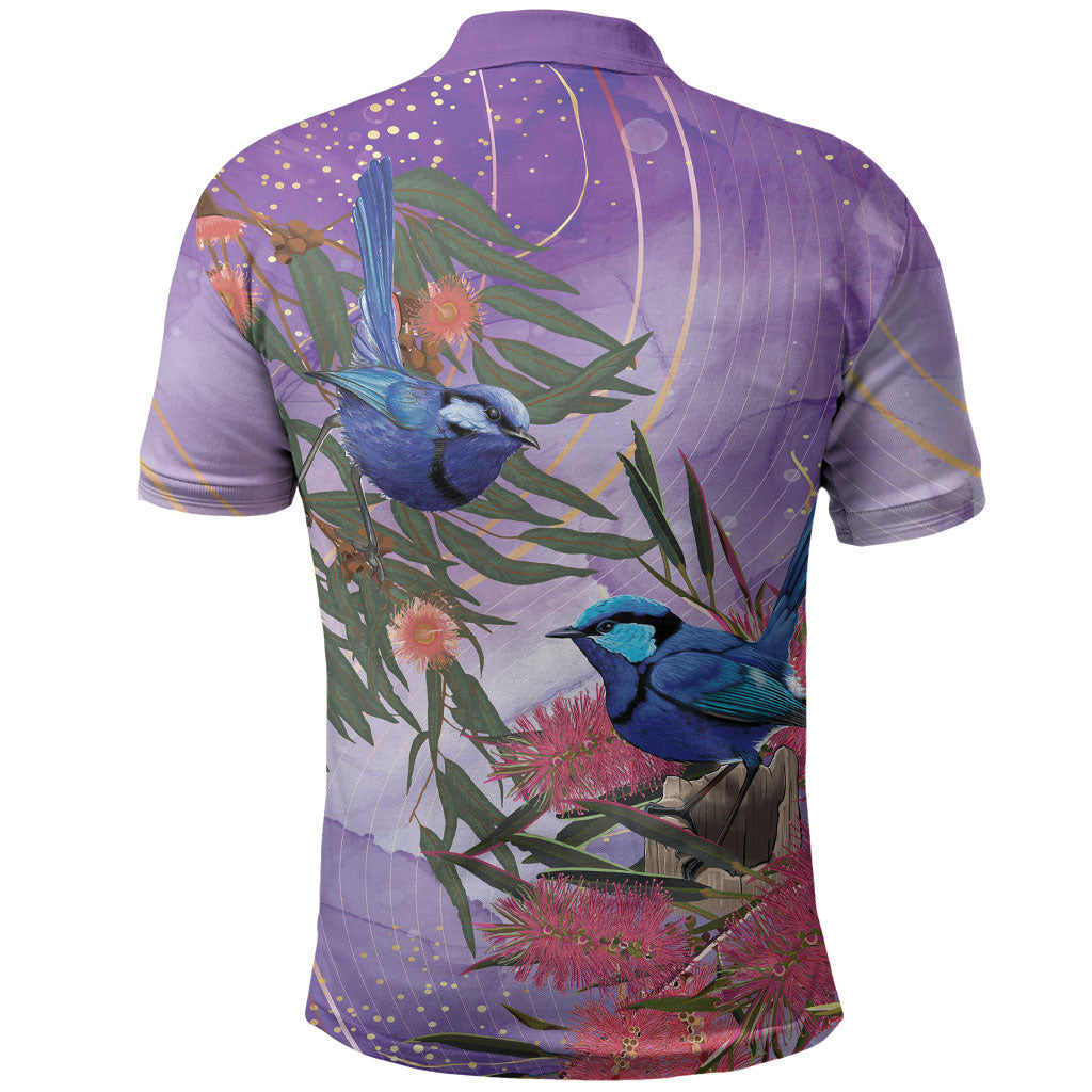 Australia Splendid Fairy Wren on Eucalyptus Polo Shirt Epilepsy Prevention