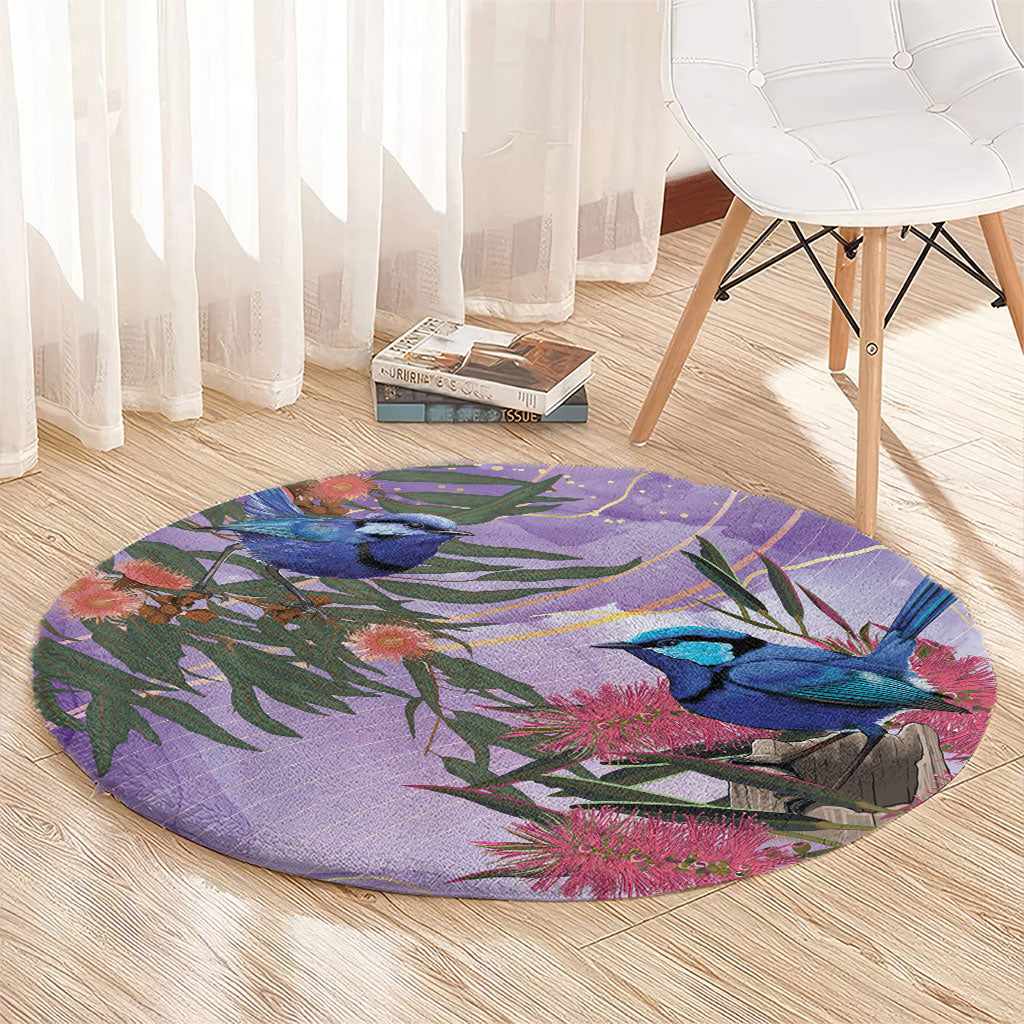 Australia Splendid Fairy Wren on Eucalyptus Round Carpet Epilepsy Prevention
