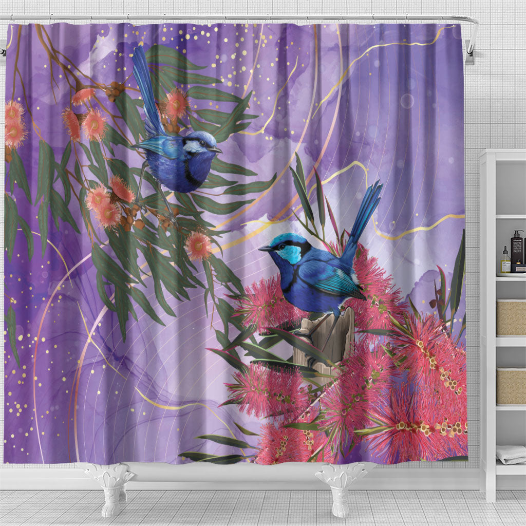Australia Splendid Fairy Wren on Eucalyptus Shower Curtain Epilepsy Prevention