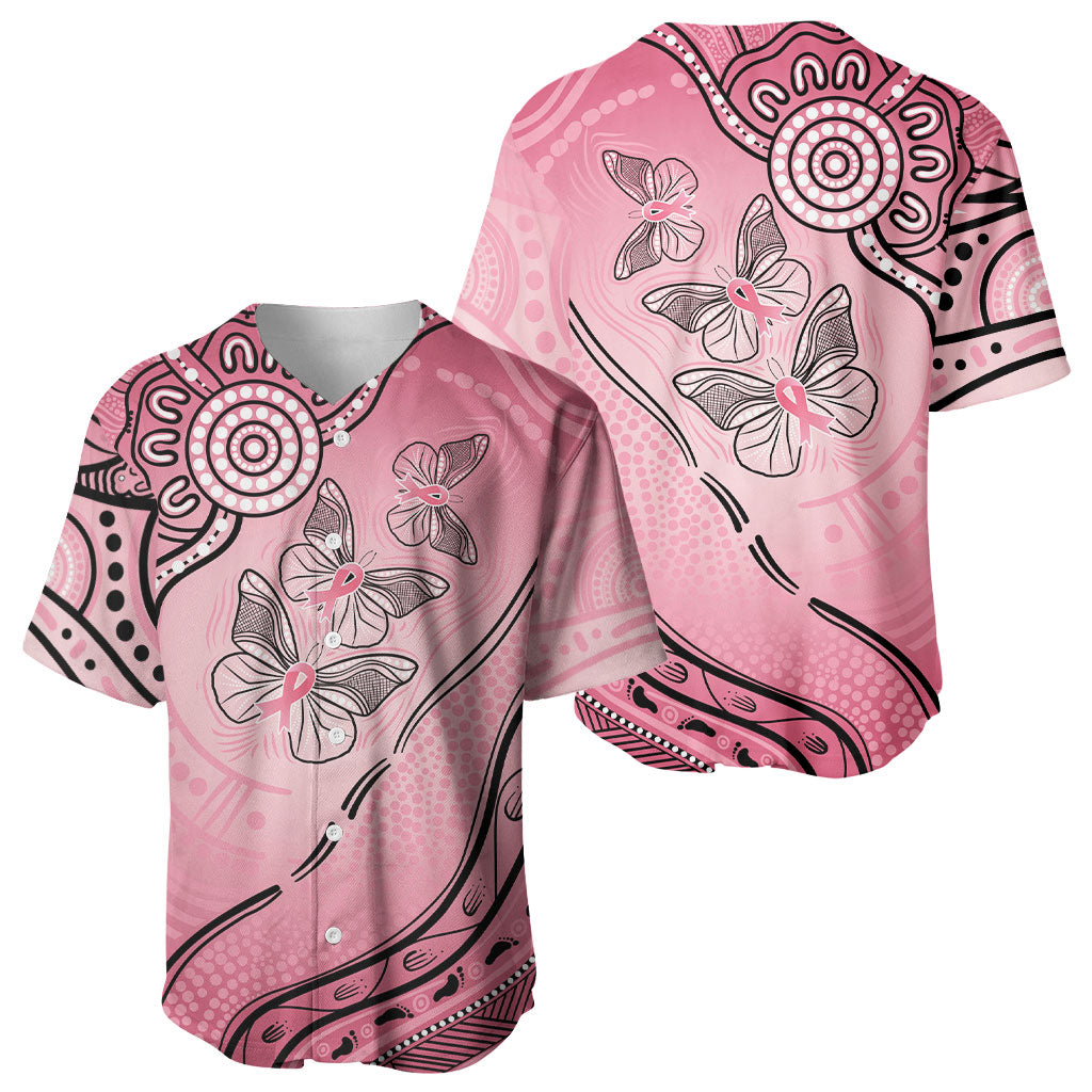 Pink Aboriginal Butterfly Ribbon Cancer Baseball Jersey