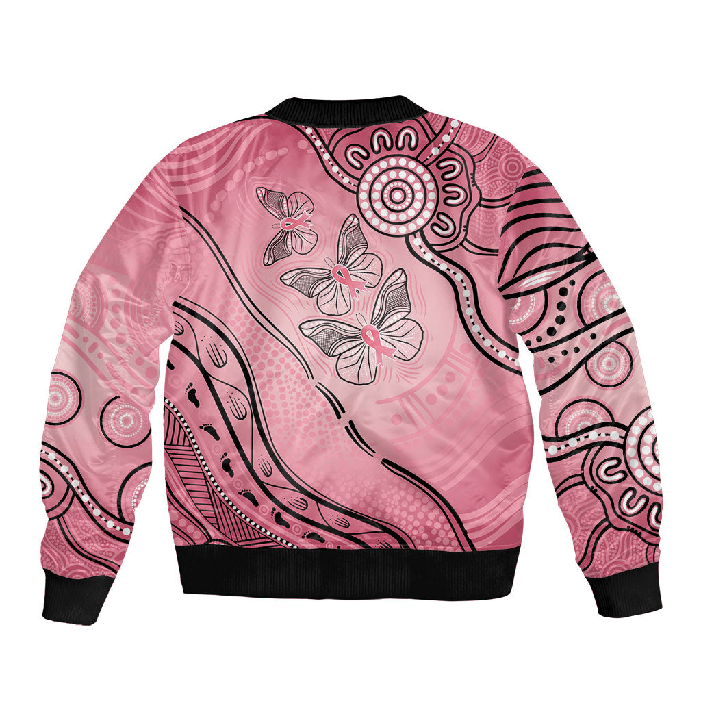 Pink Aboriginal Butterfly Ribbon Cancer Bomber Jacket